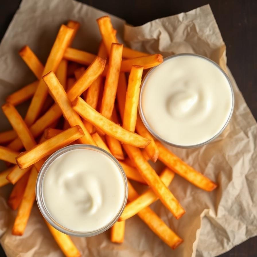 Fries beside excessive ranch